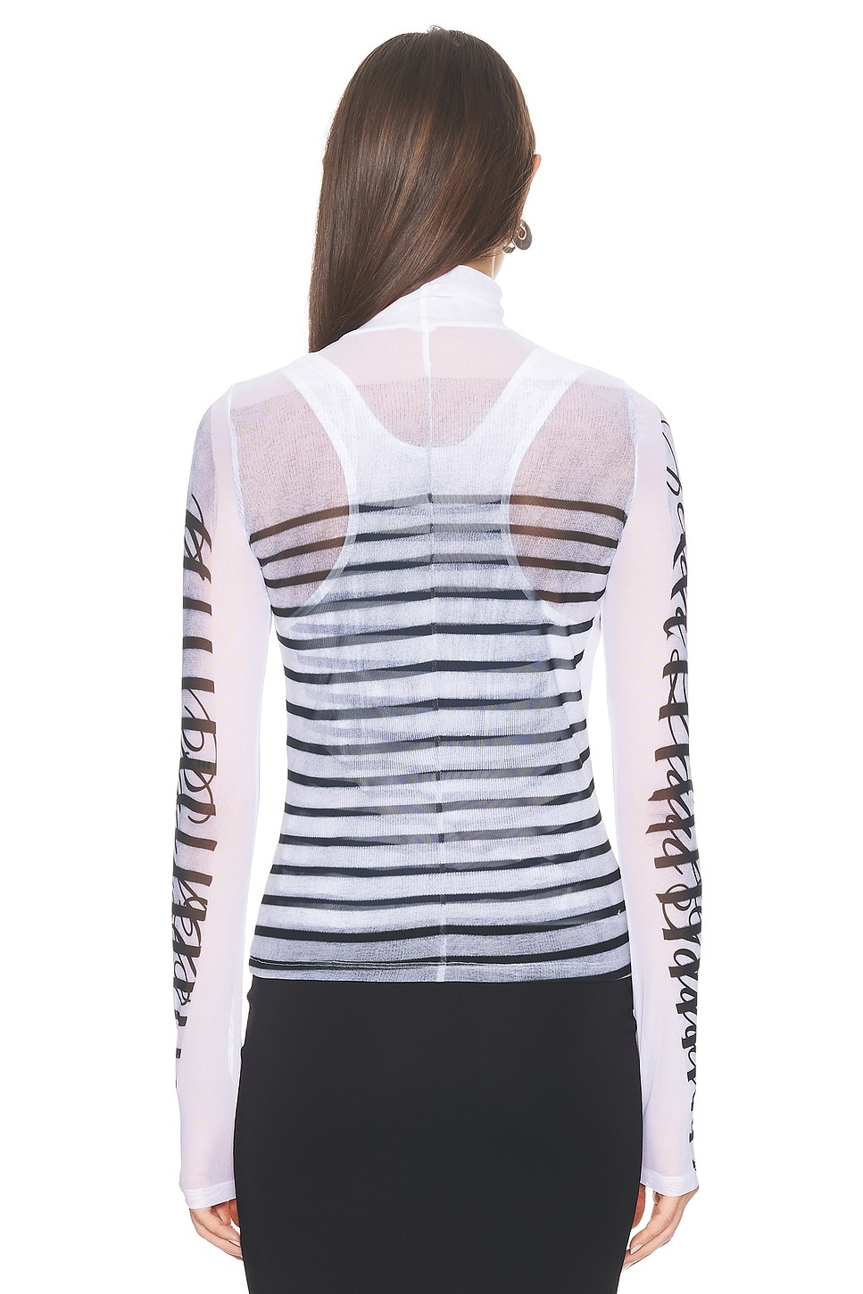 Feathers Mariniere Printed Mesh Long Sleeve Top - 4