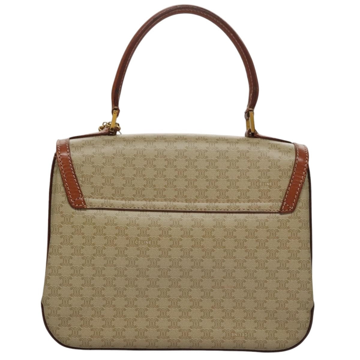 CELINE Macadam Canvas Hand Bag Beige Gold - 2