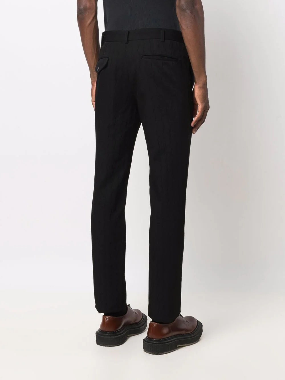 straight leg textured trousers - 4