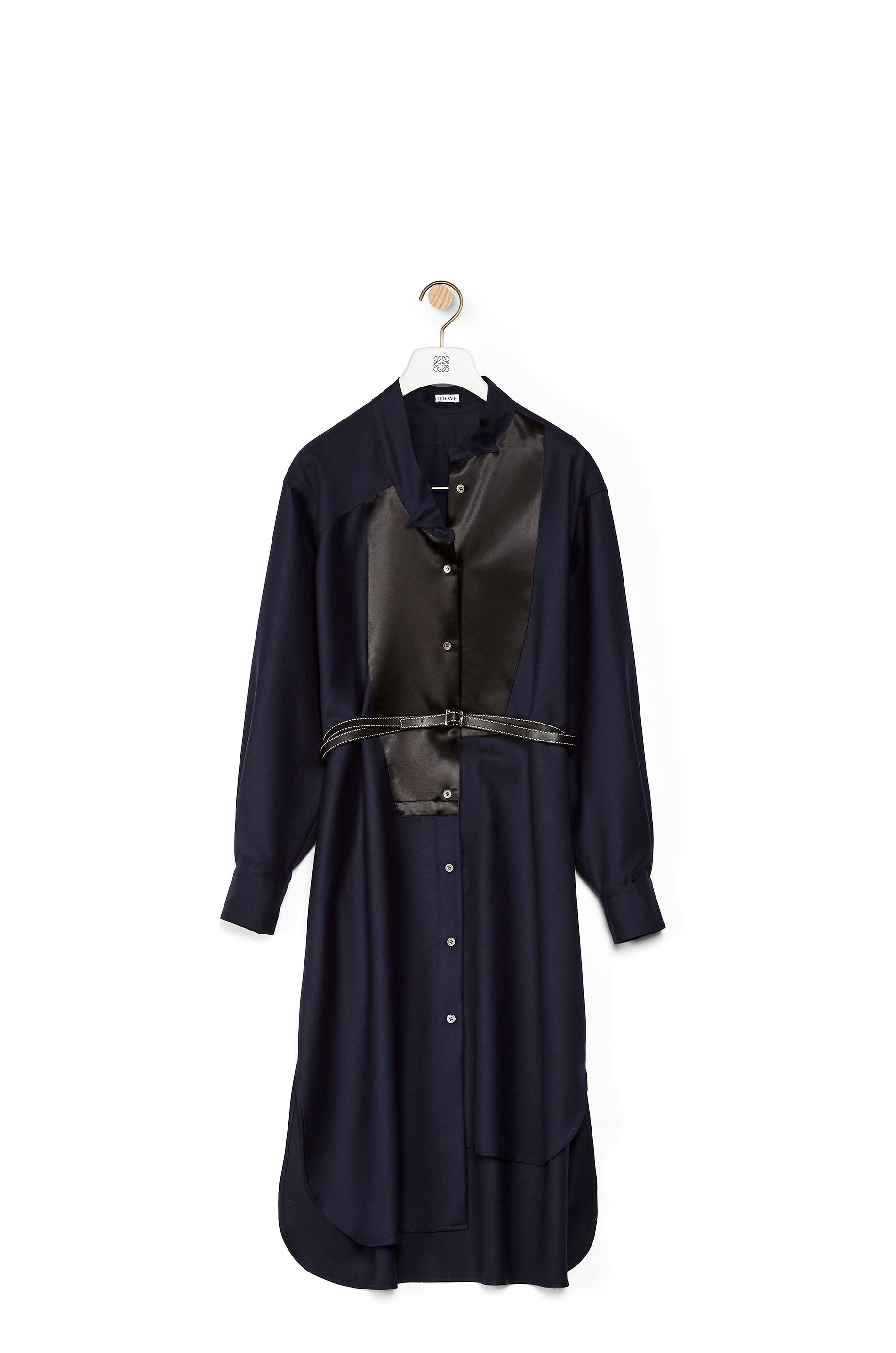 Asymmetric shirtdress in wool - 1