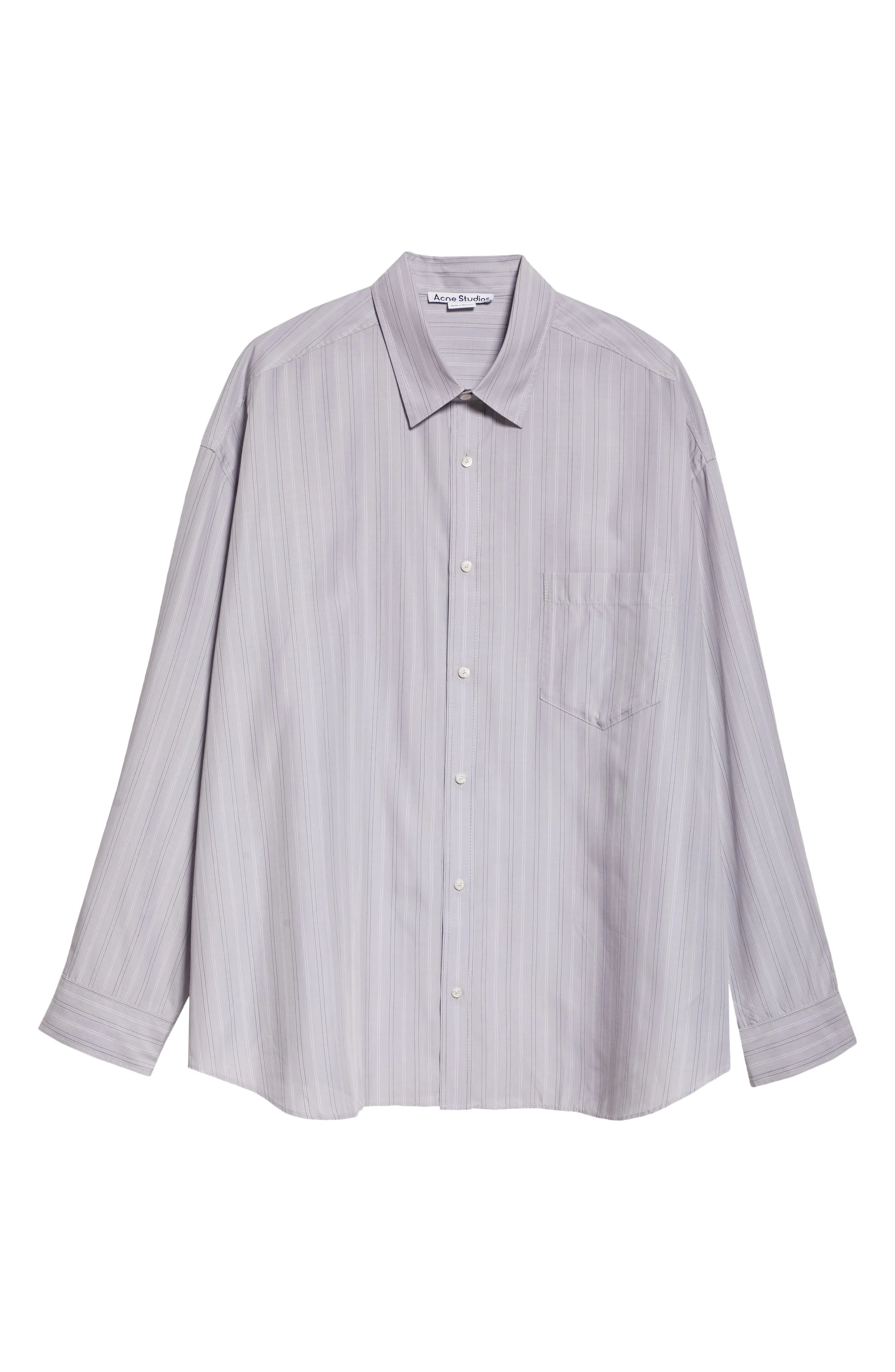 Acne Studios Soffia Relaxed Fit Stripe Button-Up Shirt in Grey/Multi at Nordstrom - 1
