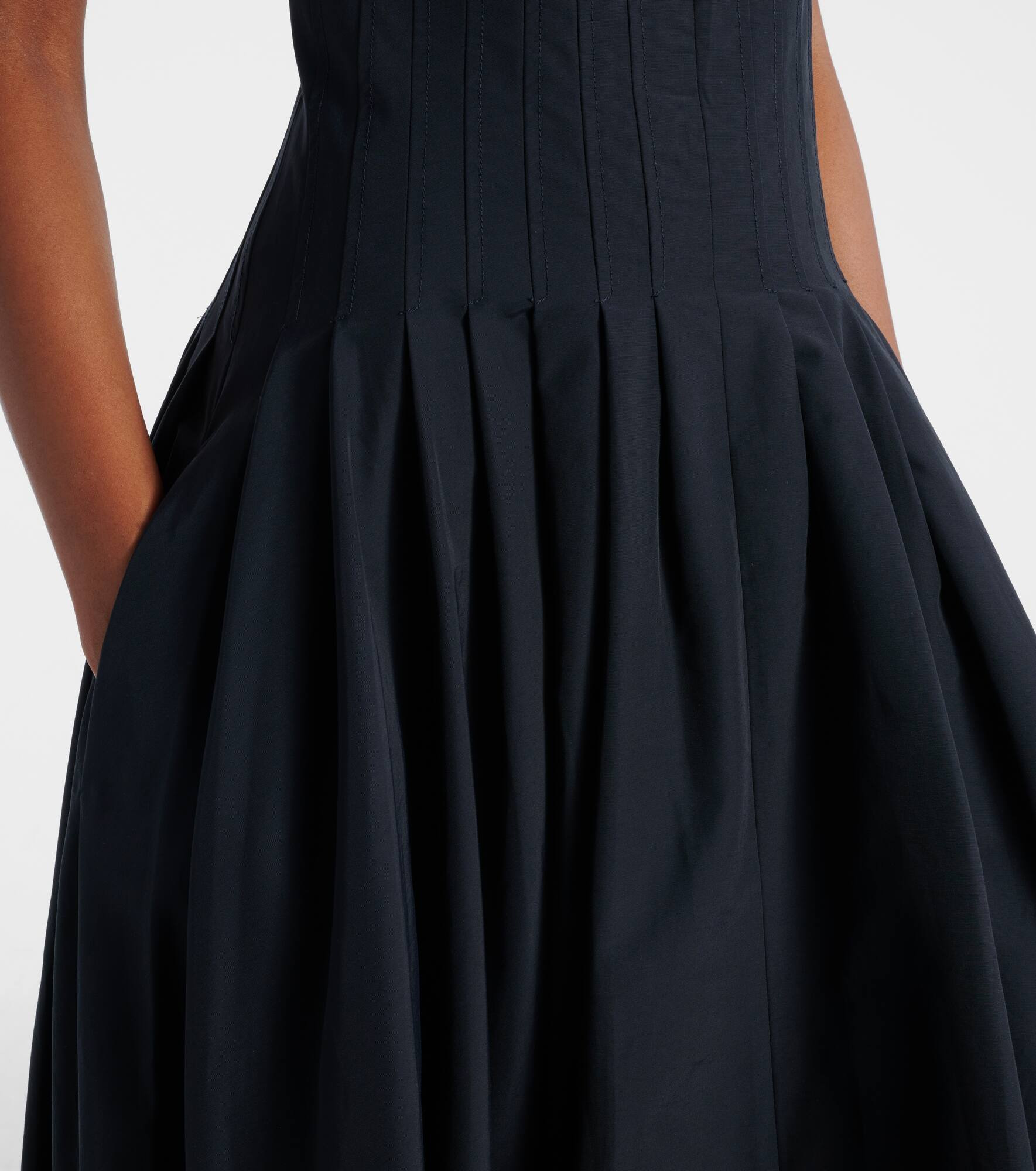 Nina pleated cotton-blend midi dress - 5