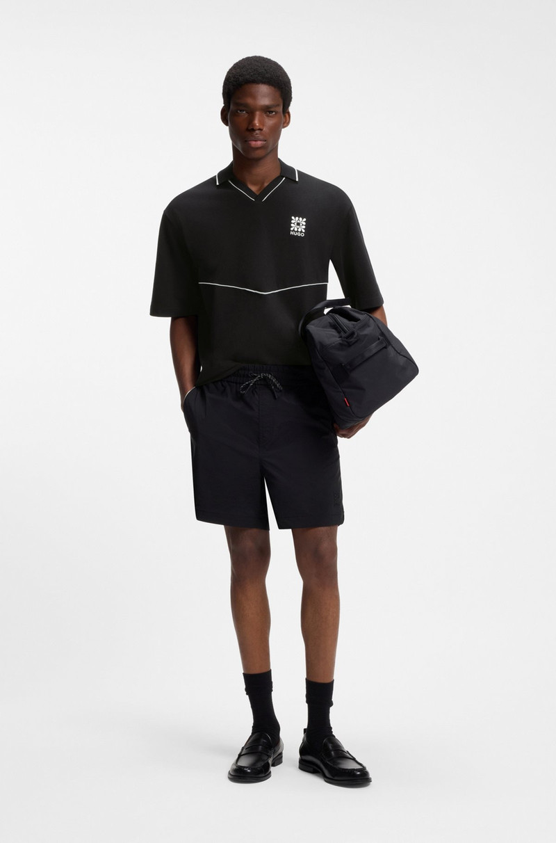HUGO EMBROIDERED-LOGO POLO SHIRT WITH JOHNNY COLLAR outlook