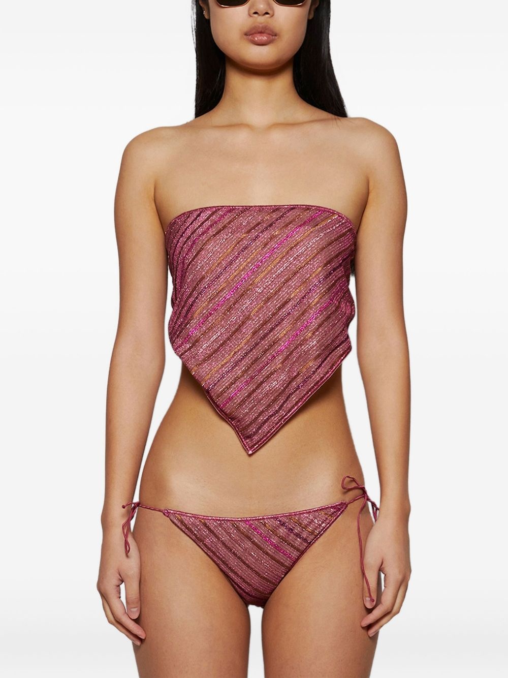 strapless striped bikini - 3
