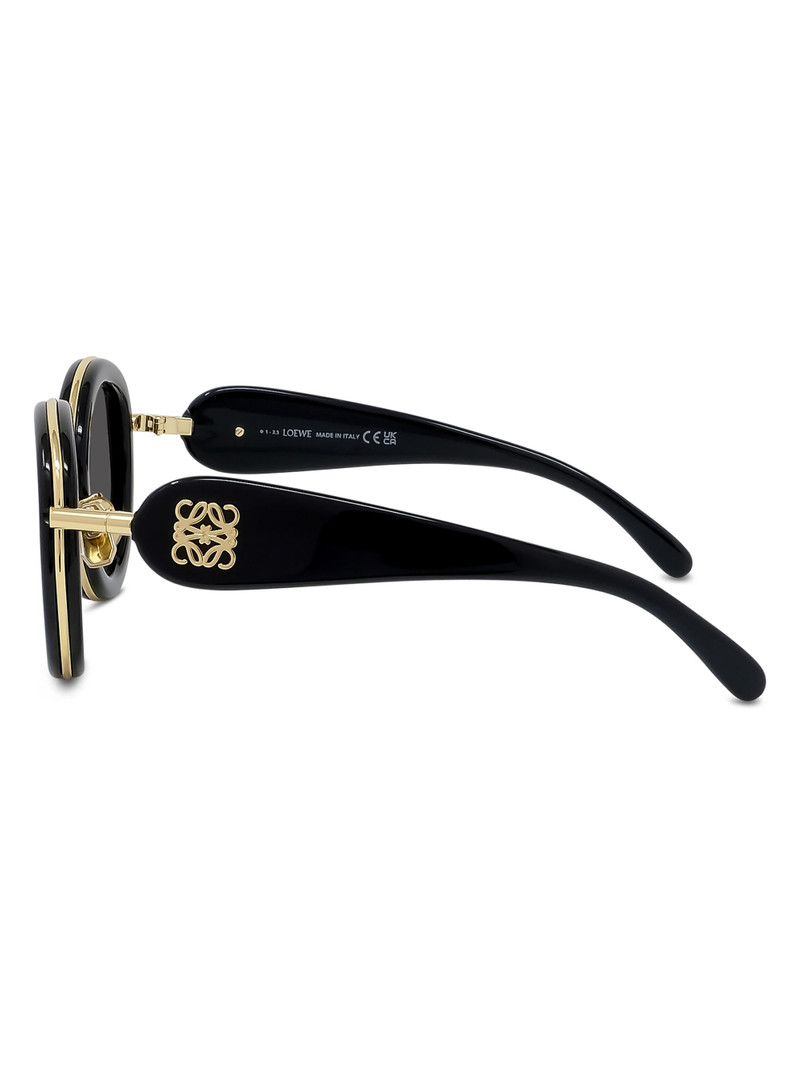 Men's Metal Round 49MM Sunglasses - Shiny Black Smoke 4