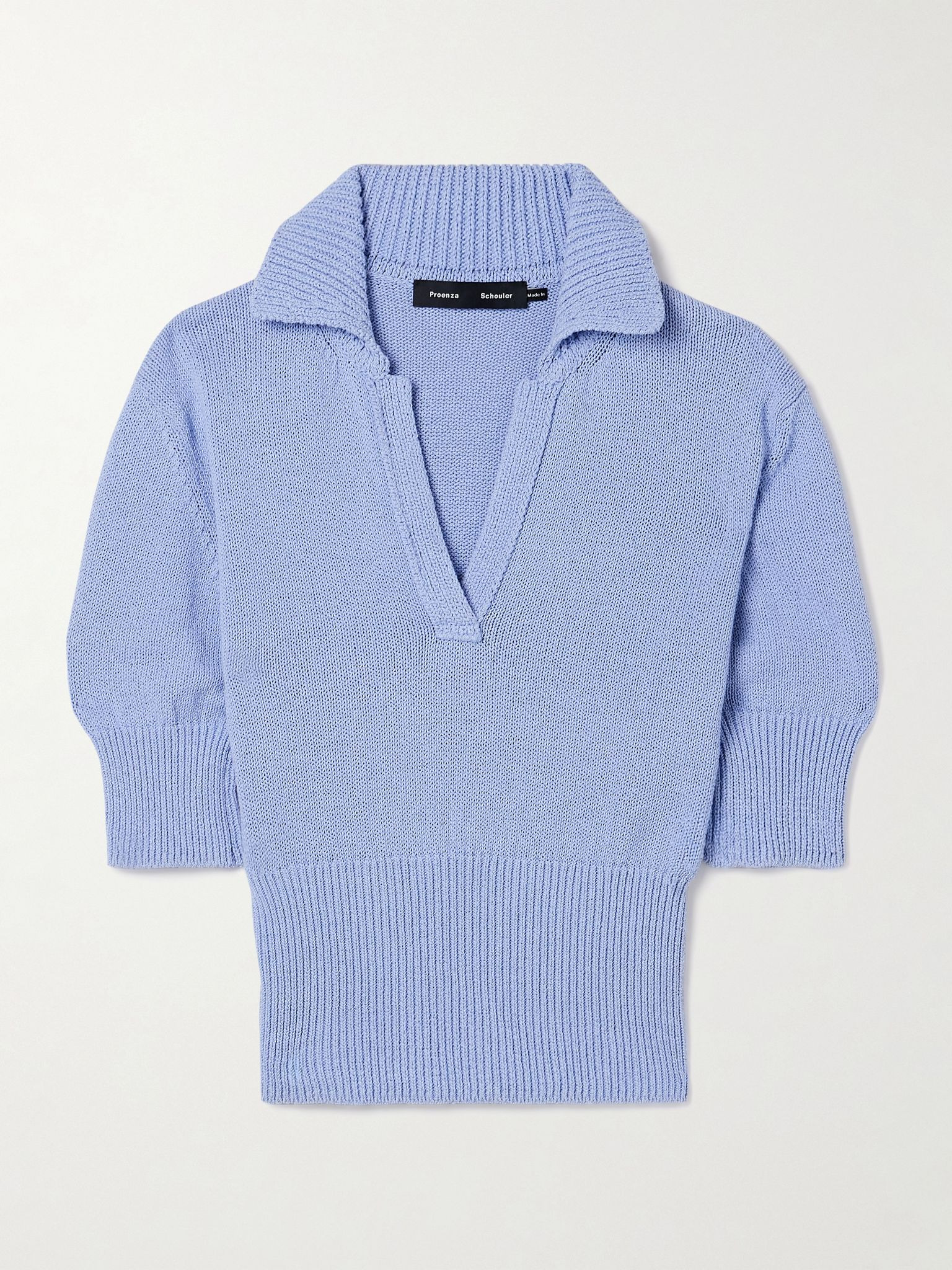 Reeve cotton-blend polo sweater Light blue - 1