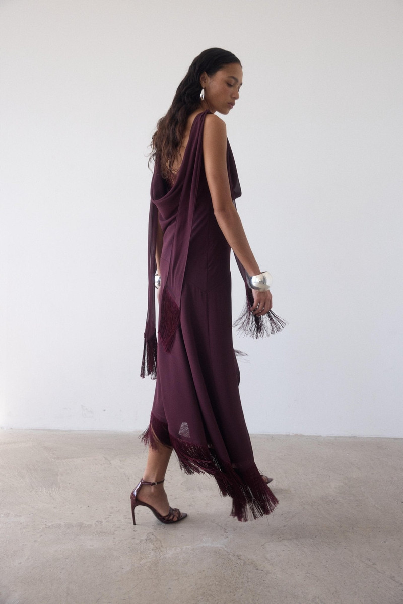 MISTRAL MIDI DRESS IN EARTH CHIFFON & LACE 7