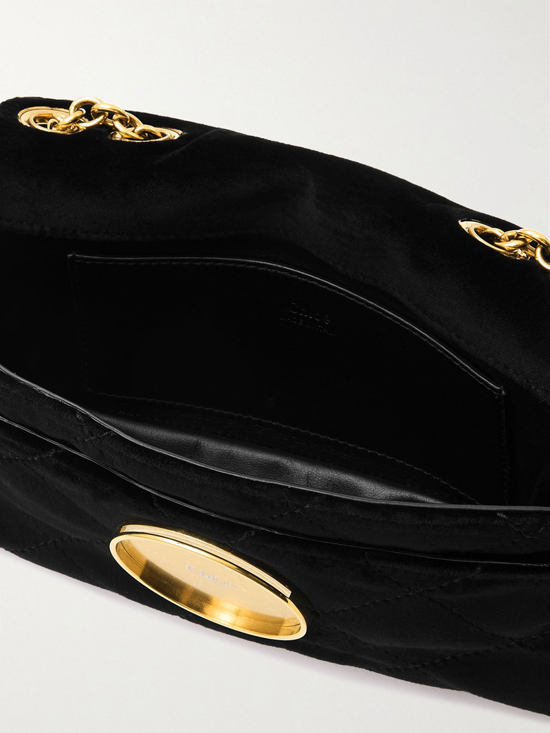Heritage small embellished quilted velvet shoulder bag Black 5