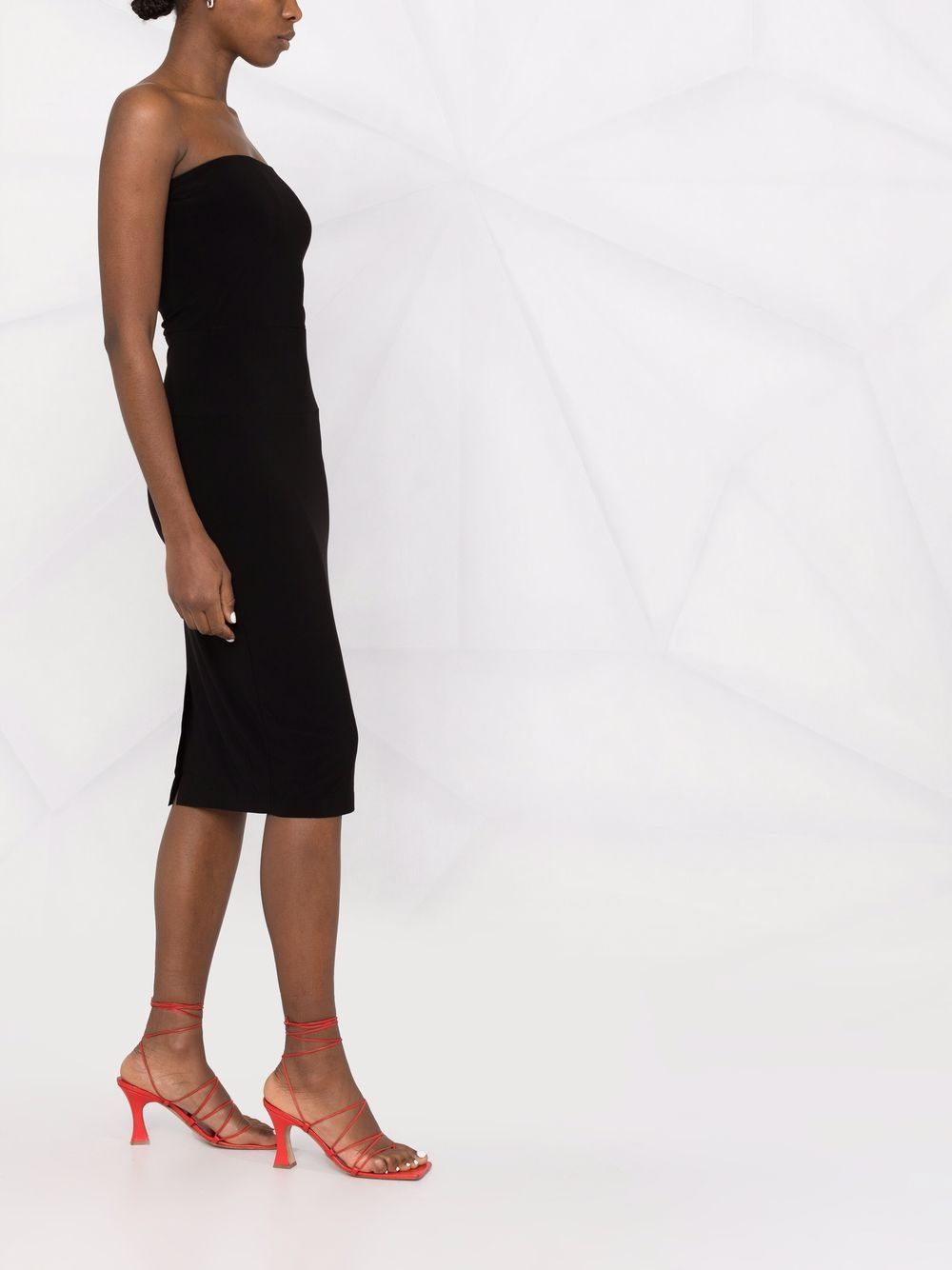 mid-length strapless dress - 4