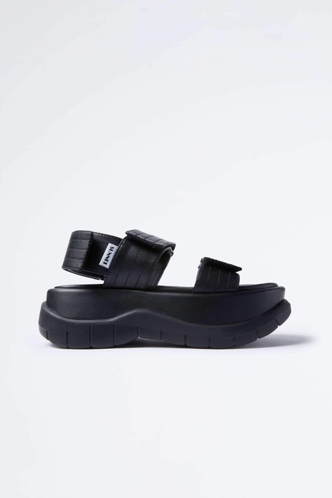 BLACK LEATHER PLATFORM SANDALS - 1