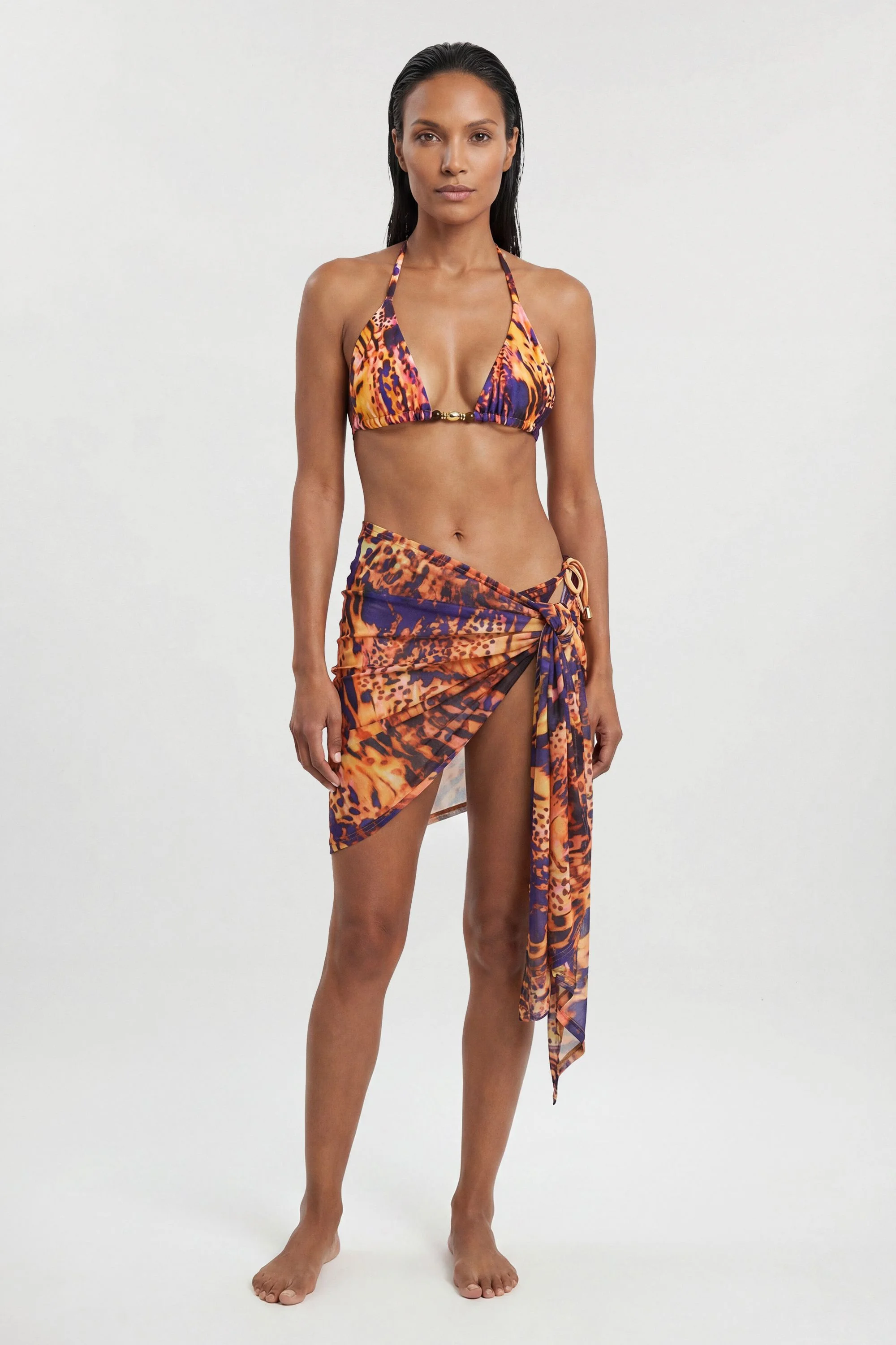Abstract Animal Mesh Beach Skirt - 1