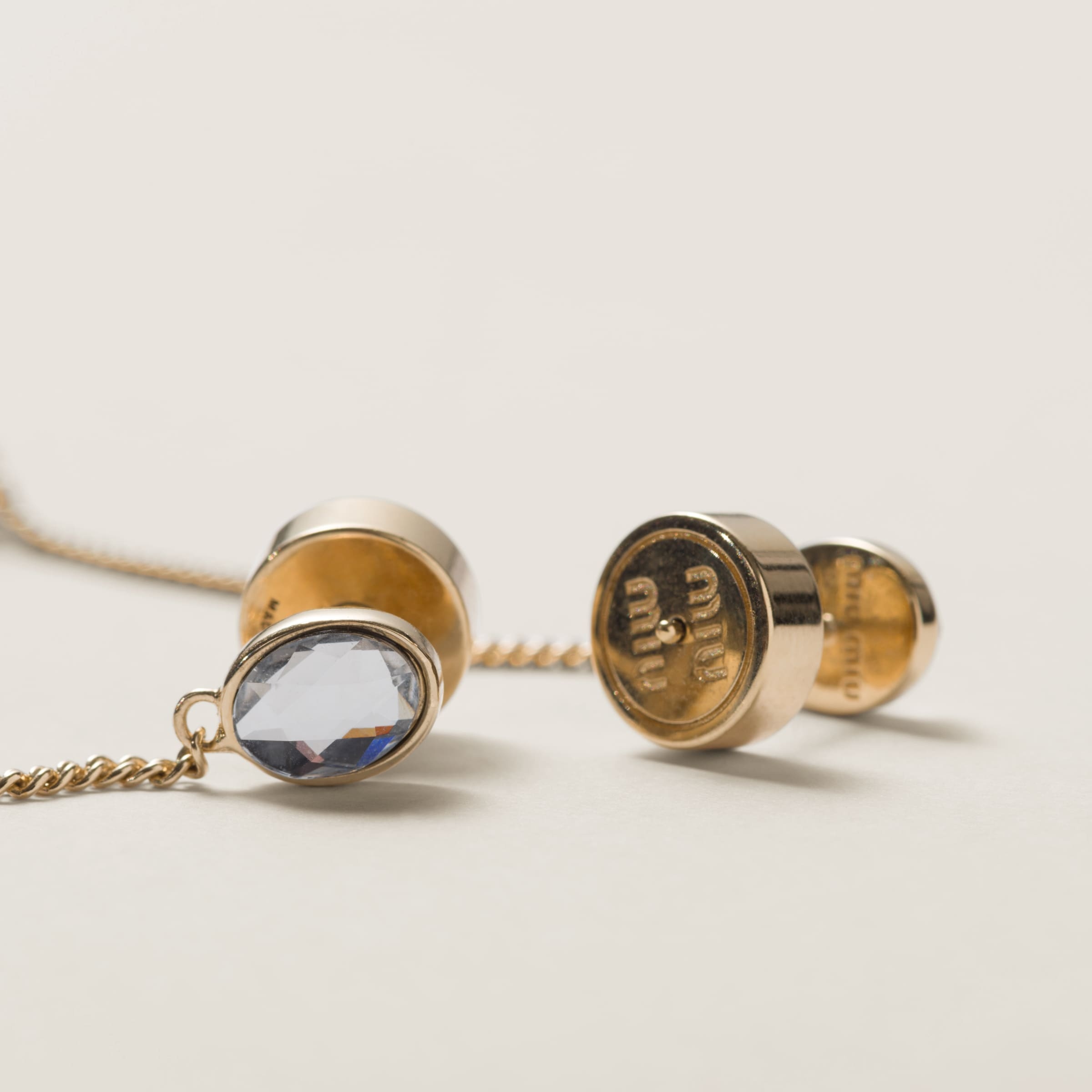Metal earrings with crystals - 3