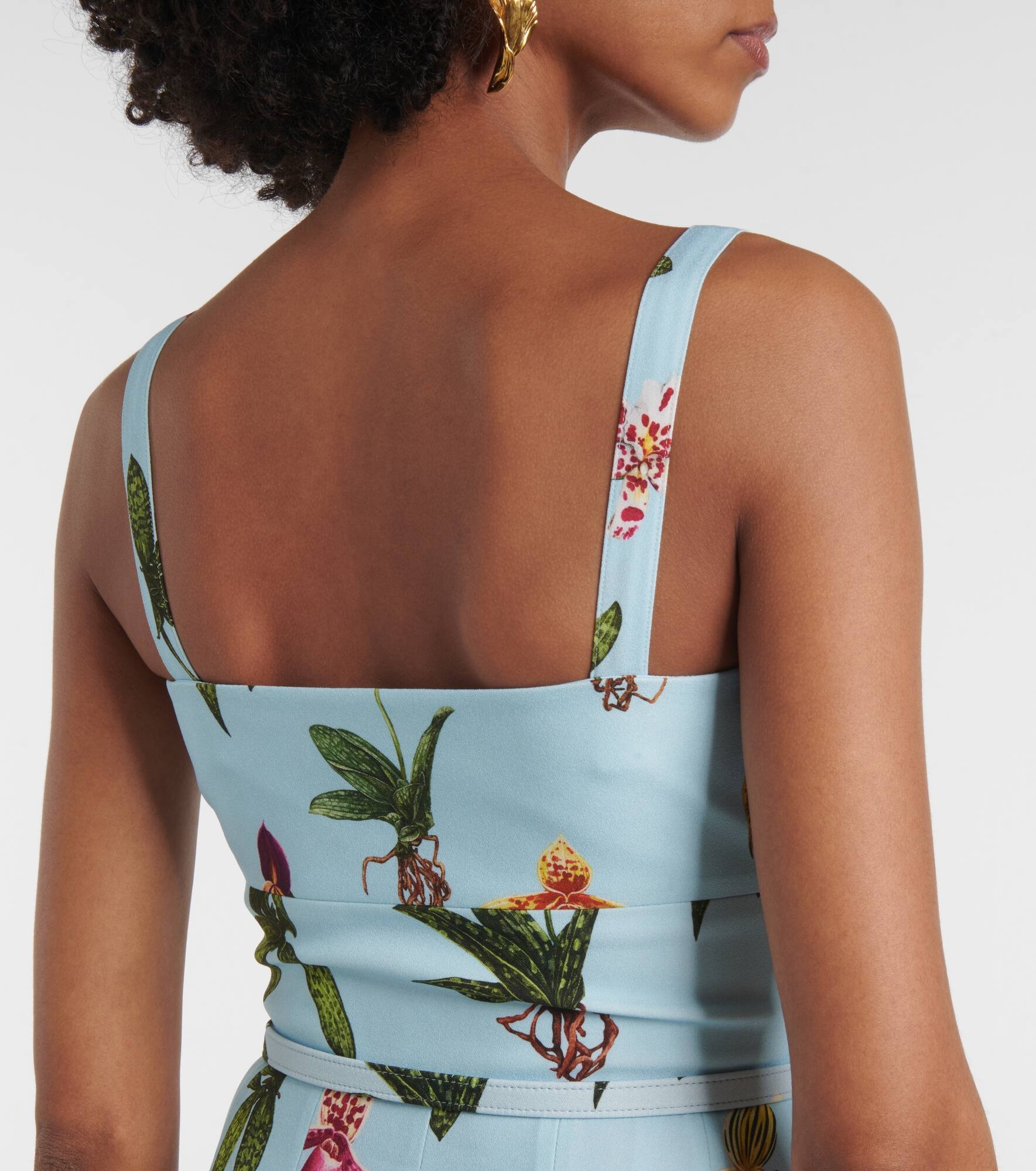 Floral belted cady midi dress - 6