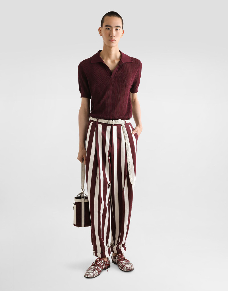 Dolce & Gabbana Short-sleeved cotton openwork polo-shirt outlook