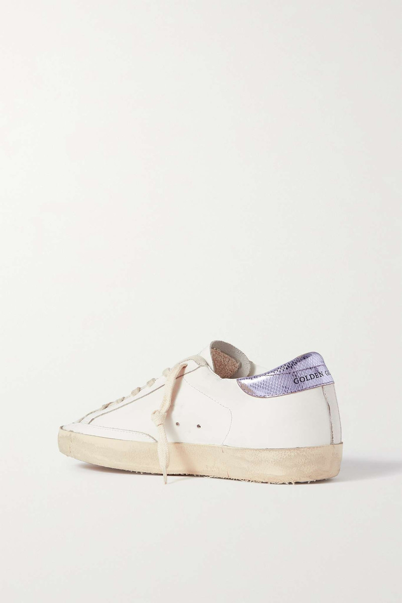 Superstar glittered distressed snake-effect trimmed leather sneakers 3