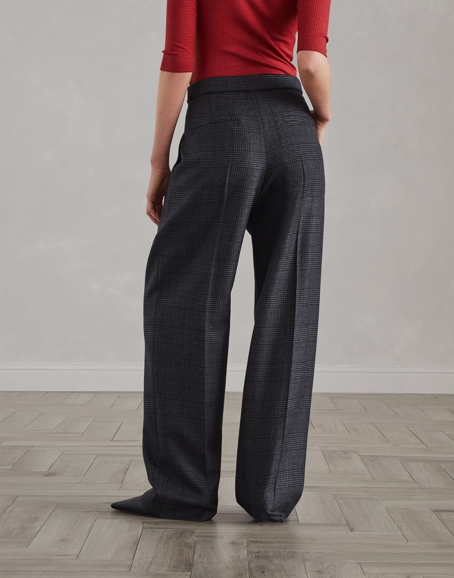 Virgin wool Prince of Wales relaxed tailored trousers - 2
