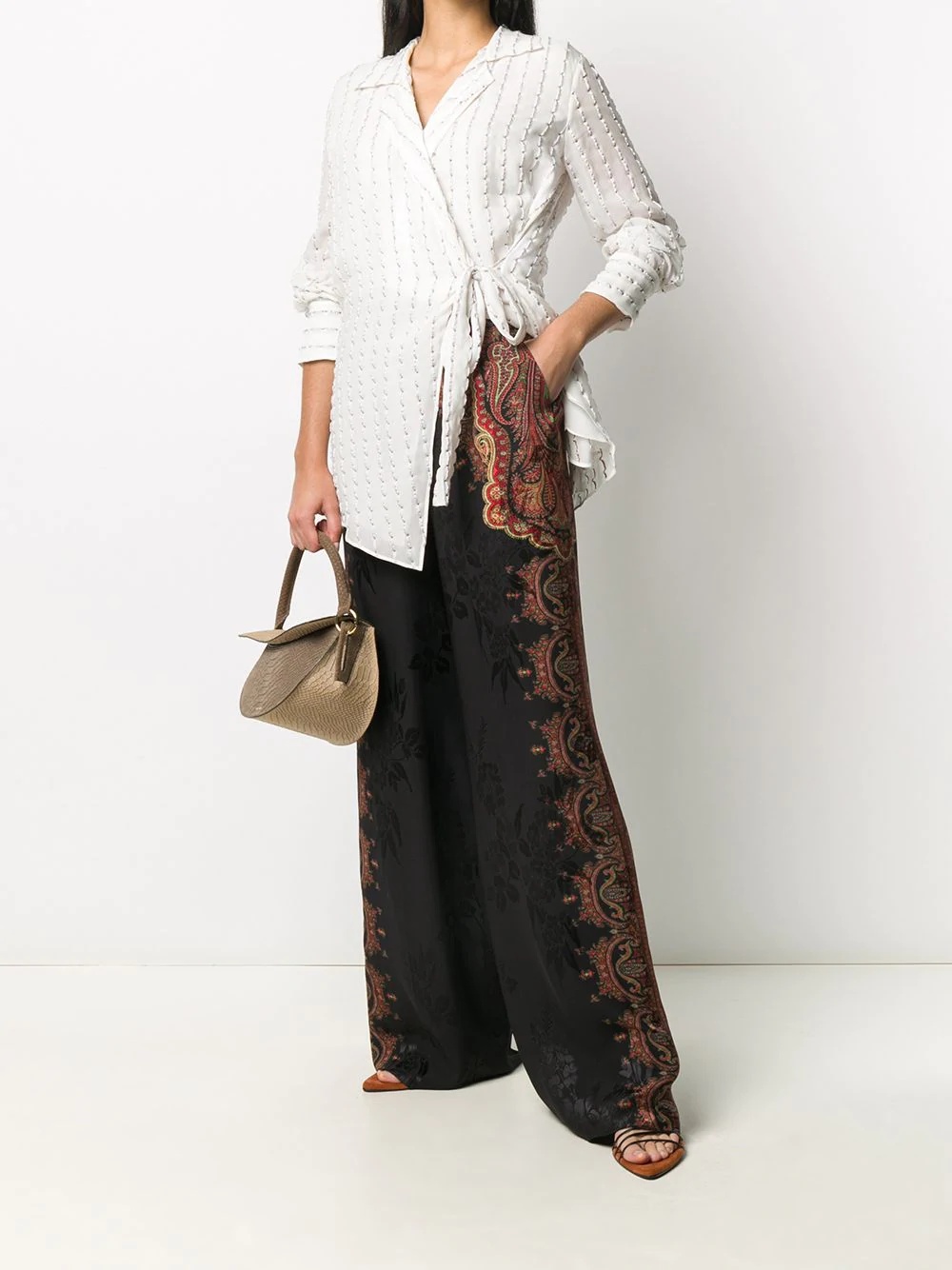 paisley-print jacquard palazzo trousers - 2