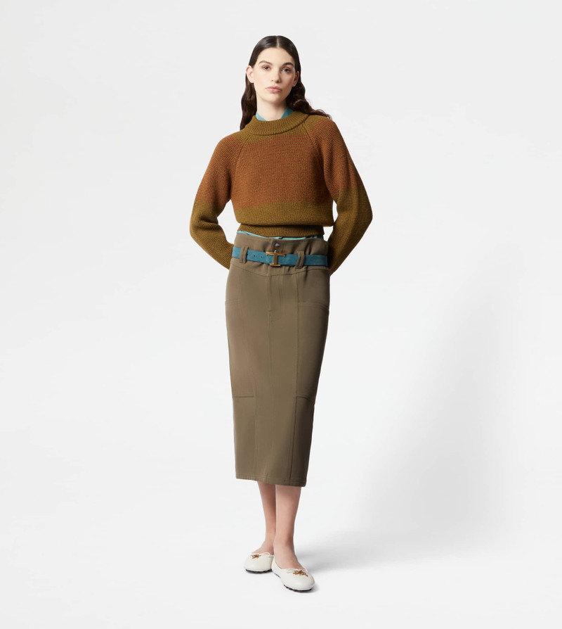 Tod's ROUND NECK JUMPER - GREEN, BROWN outlook