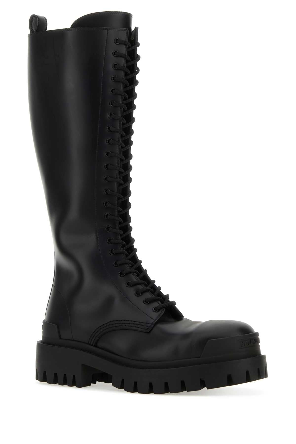 Balenciaga Women Black Leather Strike Boots - 2