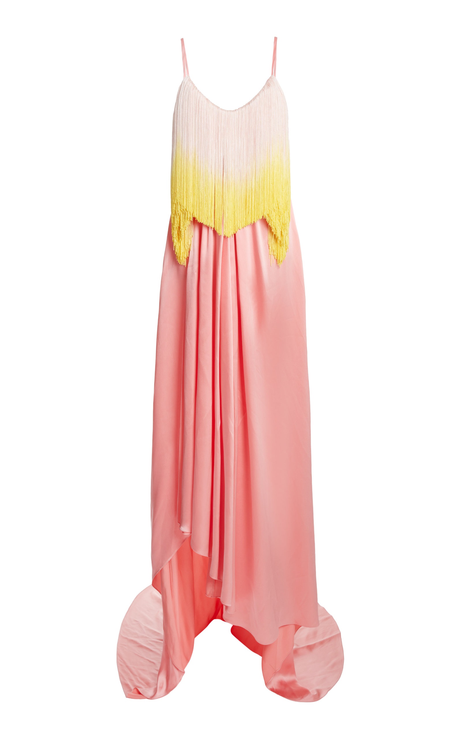 Diamond Bra Fringed Satin Gown multi - 1