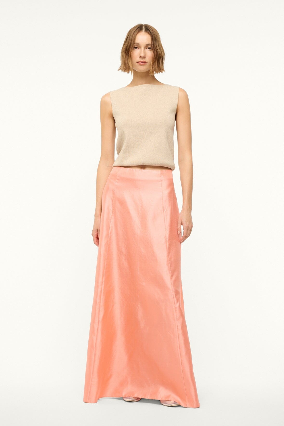 STAUD VINCENZO SILK SKIRT CARNATION - 2