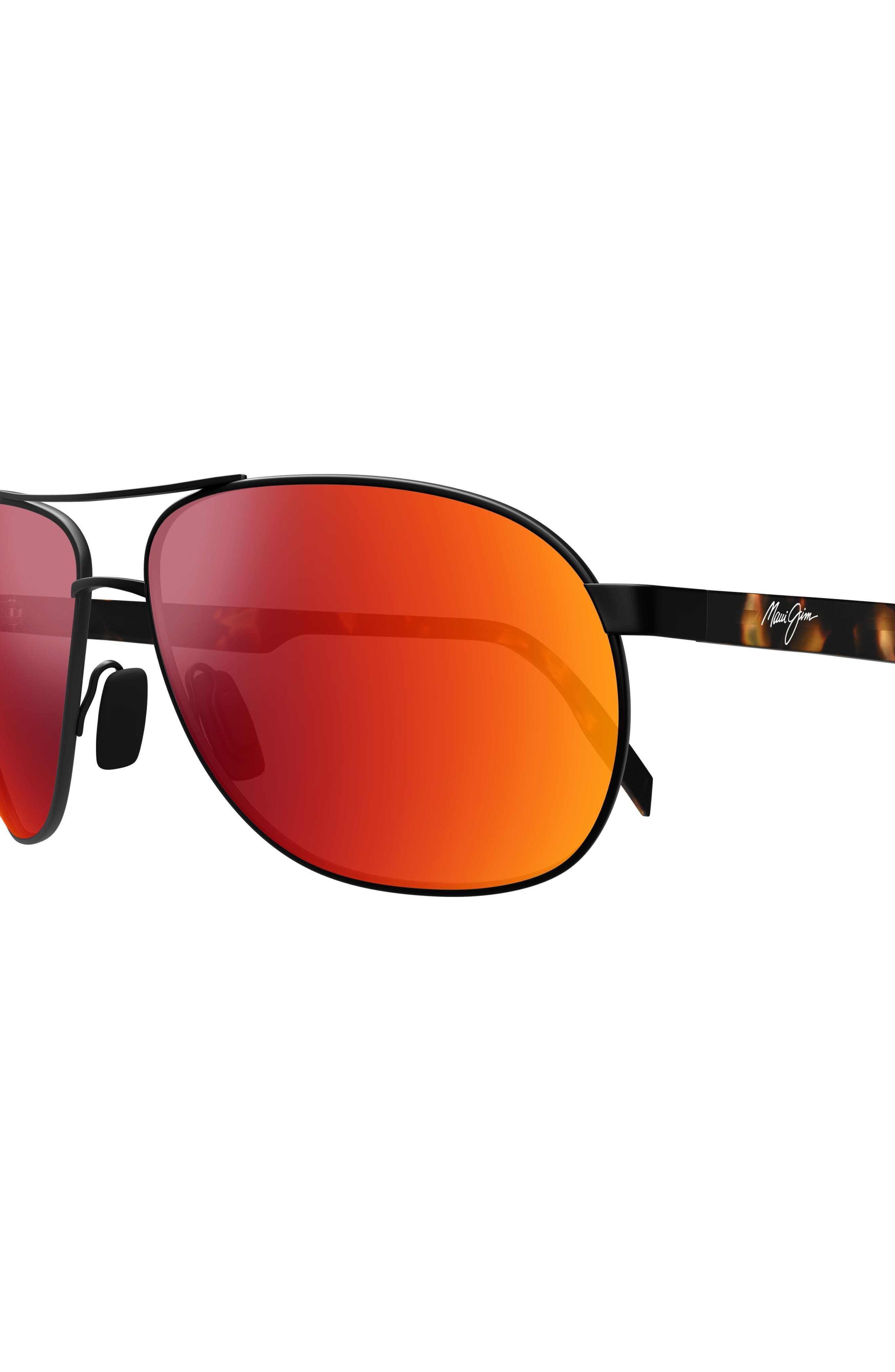 Maui Jim Castles 61mm PolarizedPlus2® Aviator Sunglasses in Black/Hawaii Lava at Nordstrom - 3