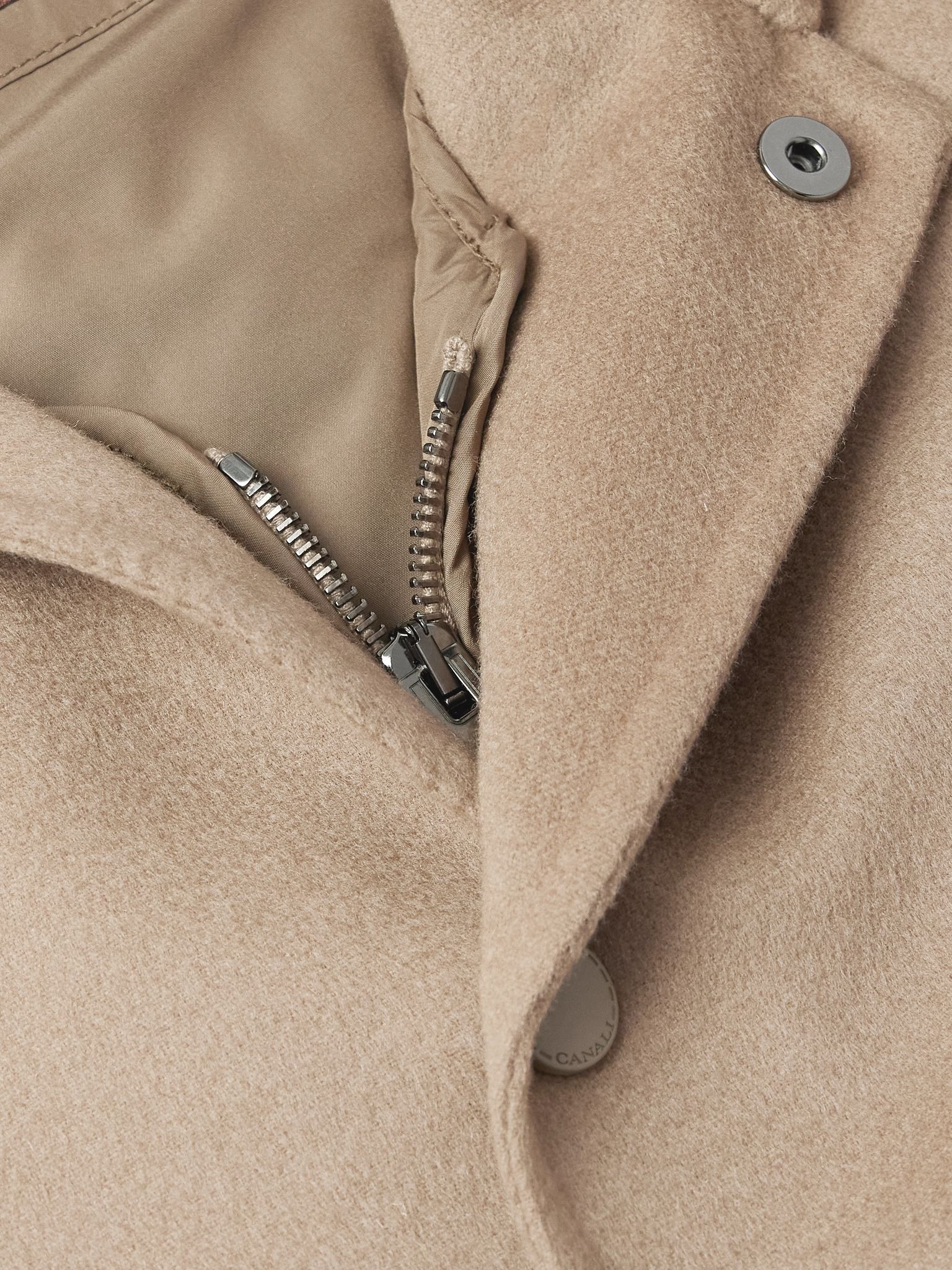 Layered Wool and Cashmere-Blend Bomber Jacket Beige - 5