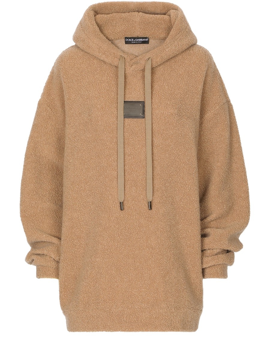 Wool jersey hoodie with logo tag - 1