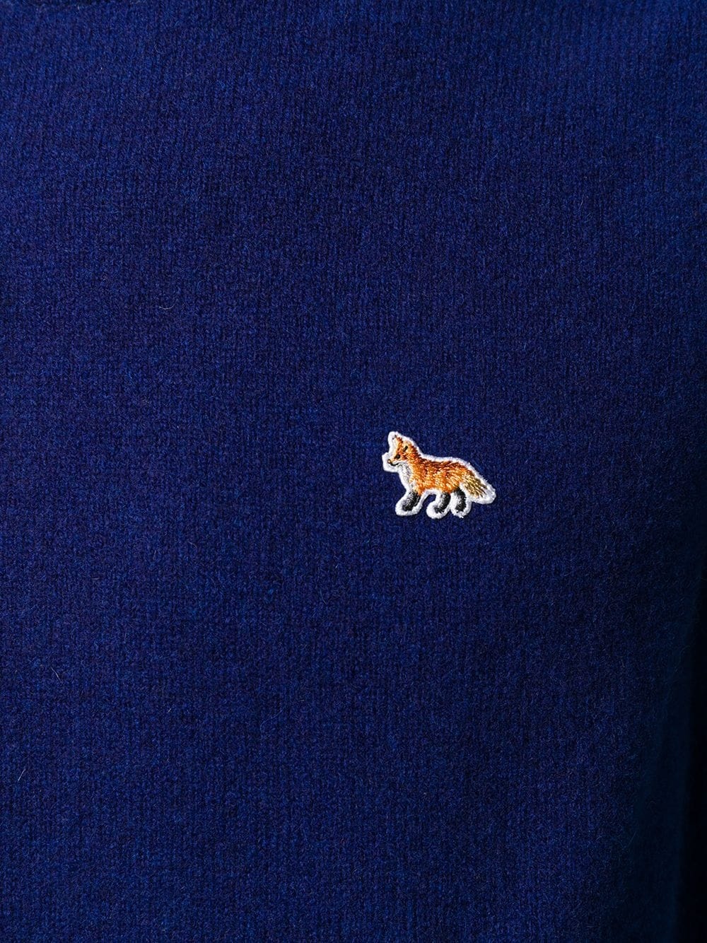 crew neck fox patch pullover - 5