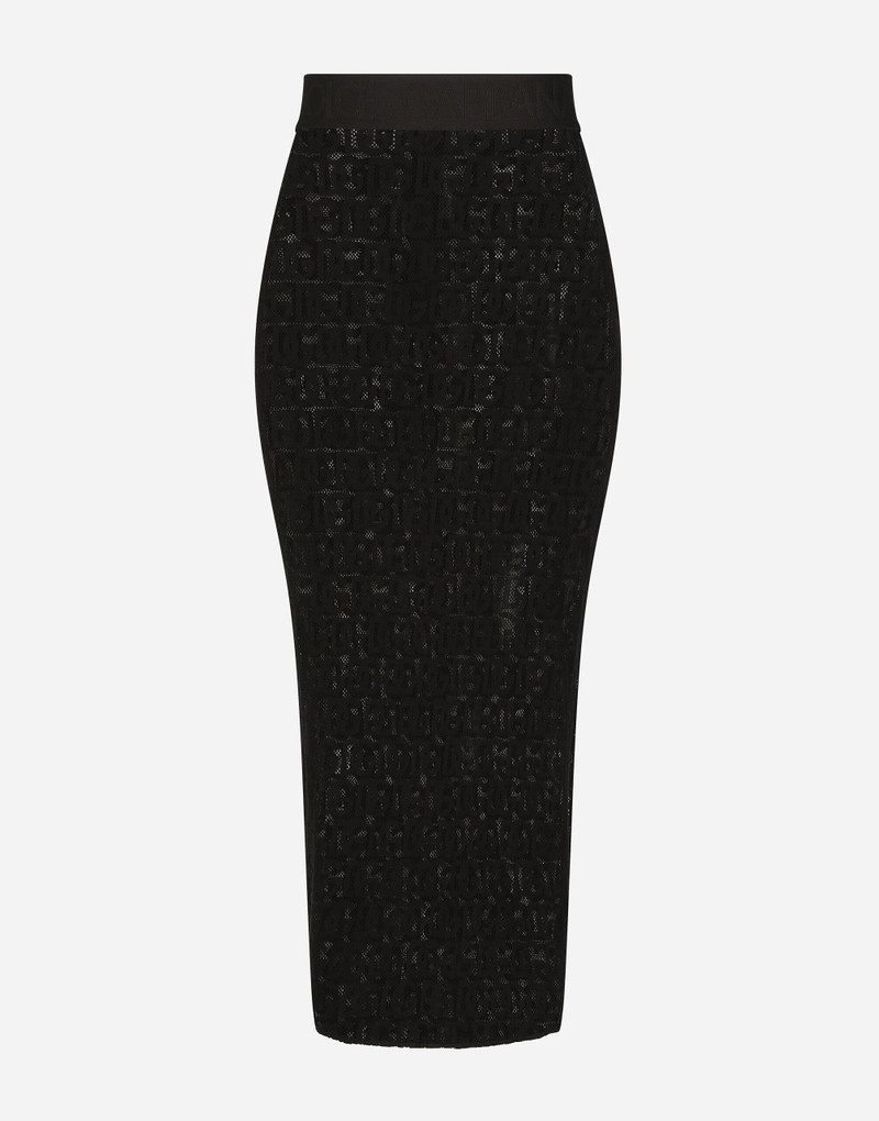 Tulle calf-length skirt with all-over DG logo 1