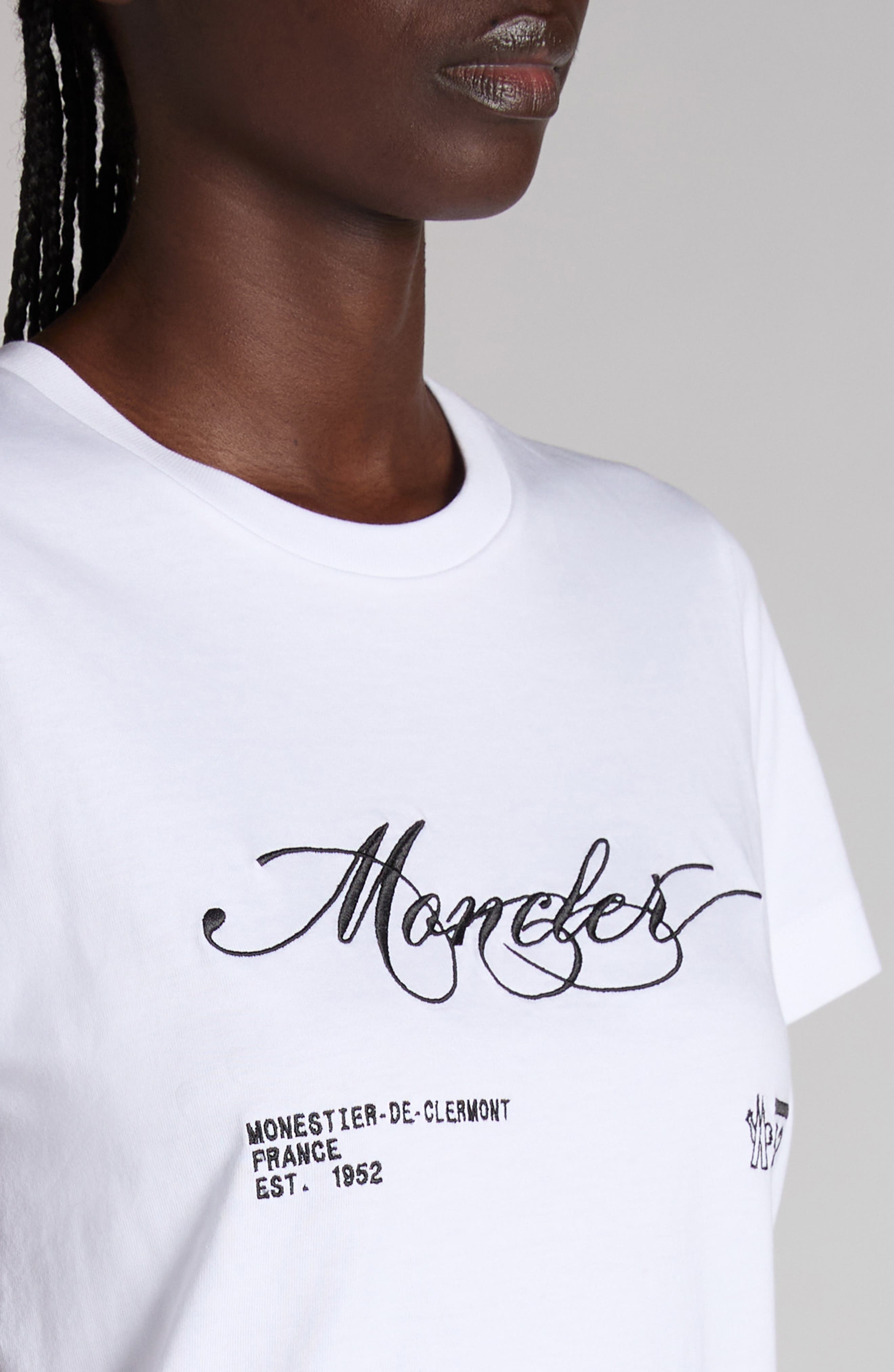 Moncler Logo Crop Cotton T-Shirt in Brilliant White at Nordstrom - 5