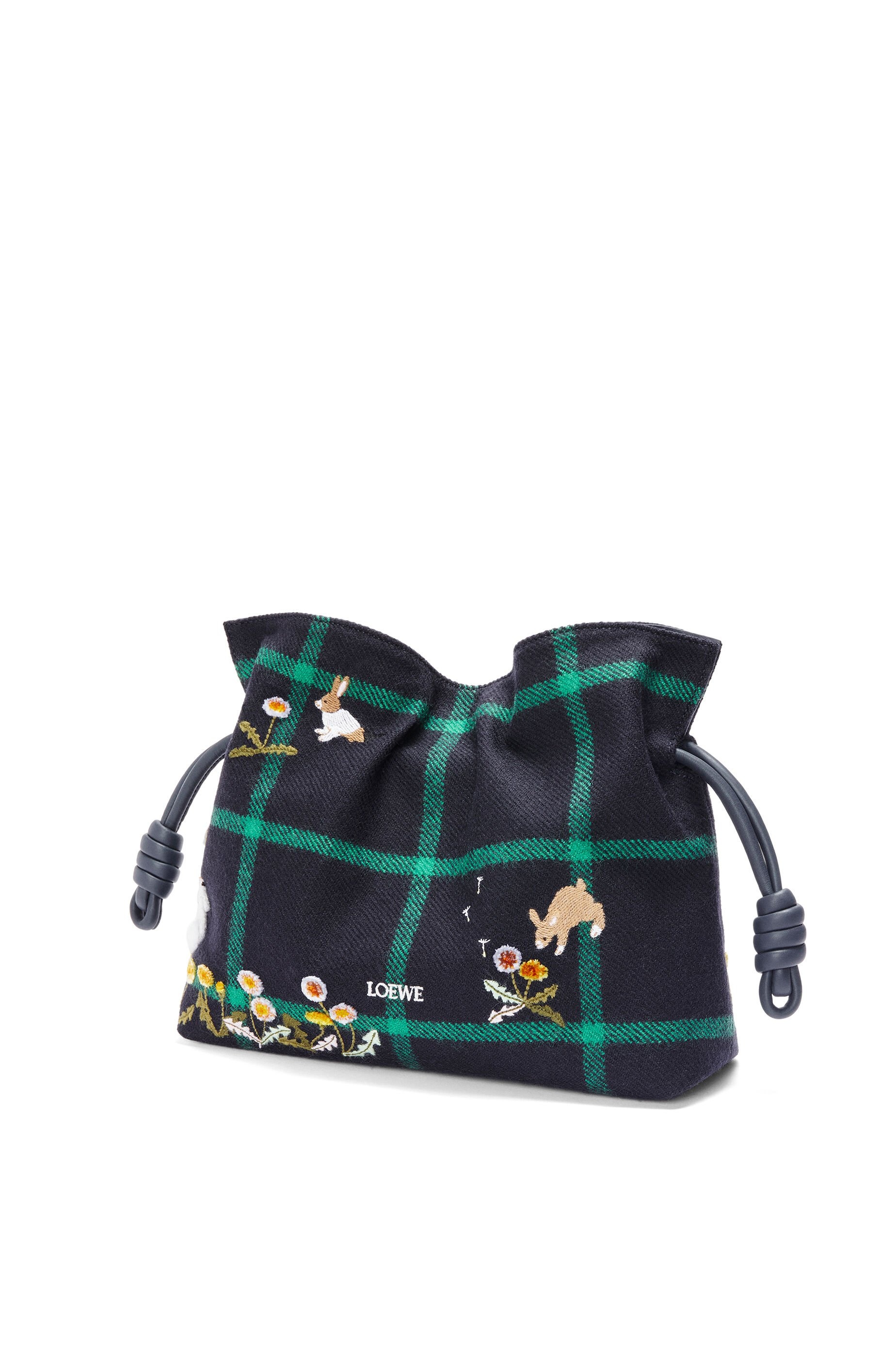 Bunny medium Flamenco clutch in embroidered wool - 3