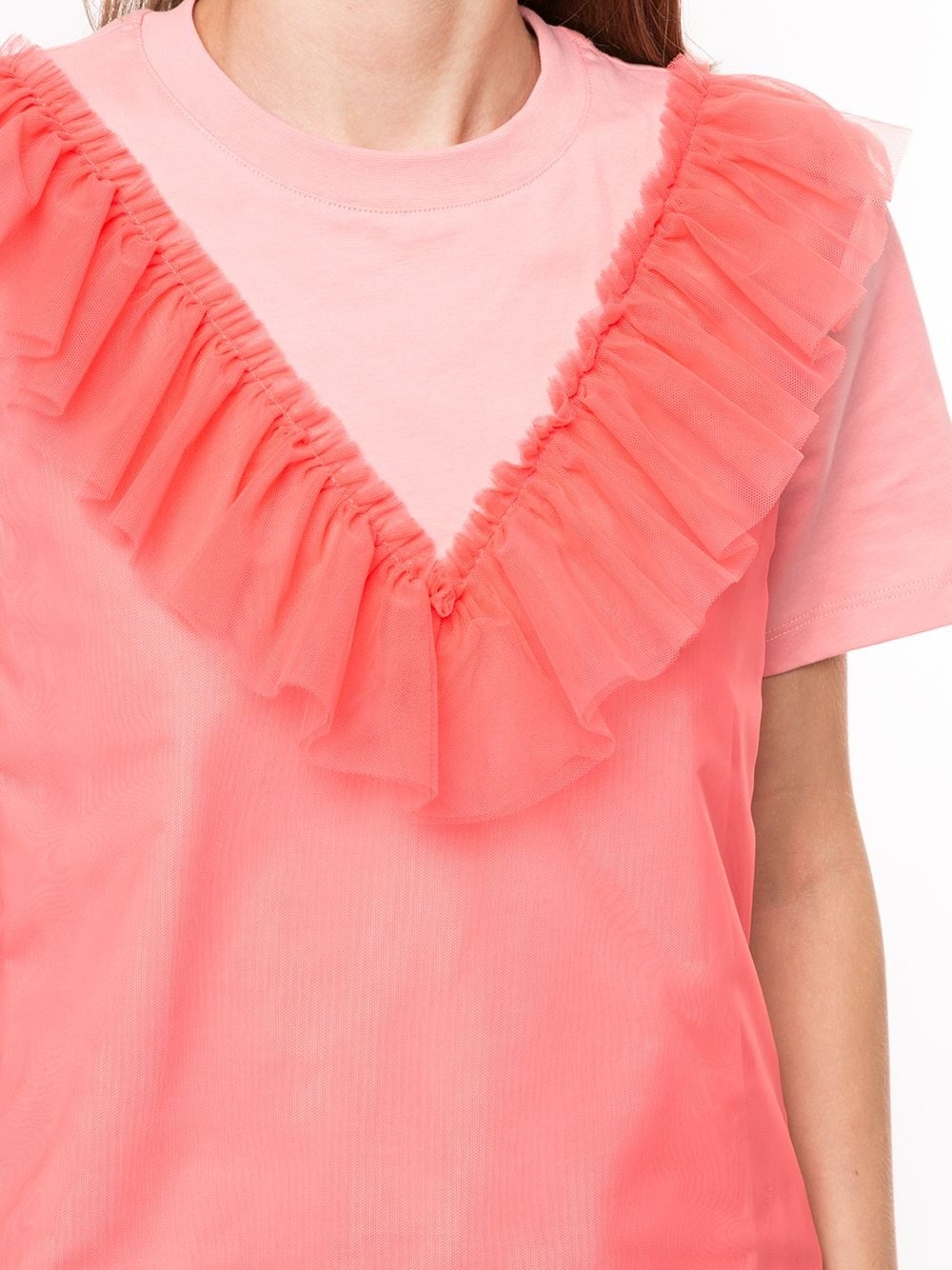 ruffle-trim cotton T-shirt - 5