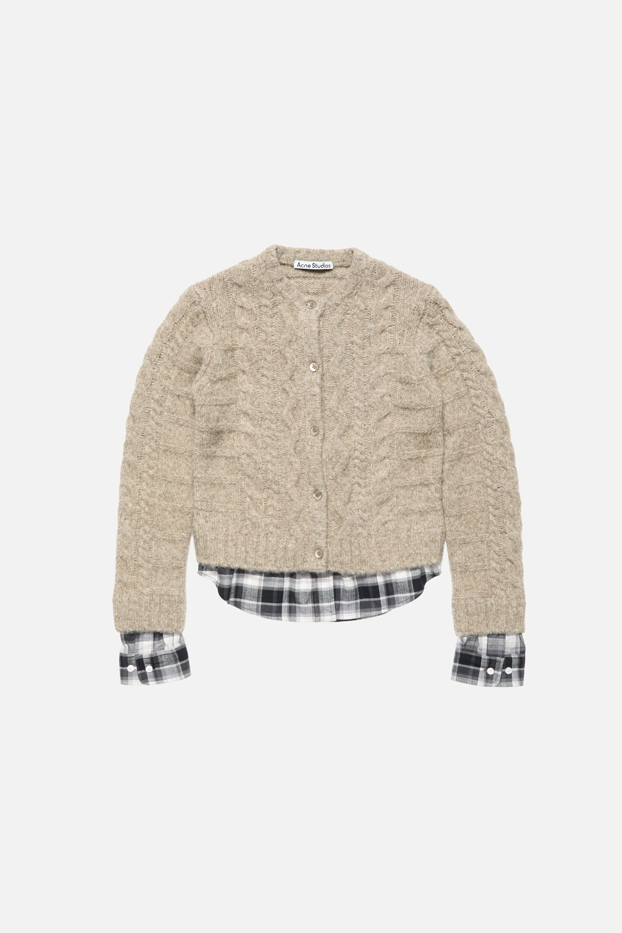 Cable knit cardigan - Medium beige - 1