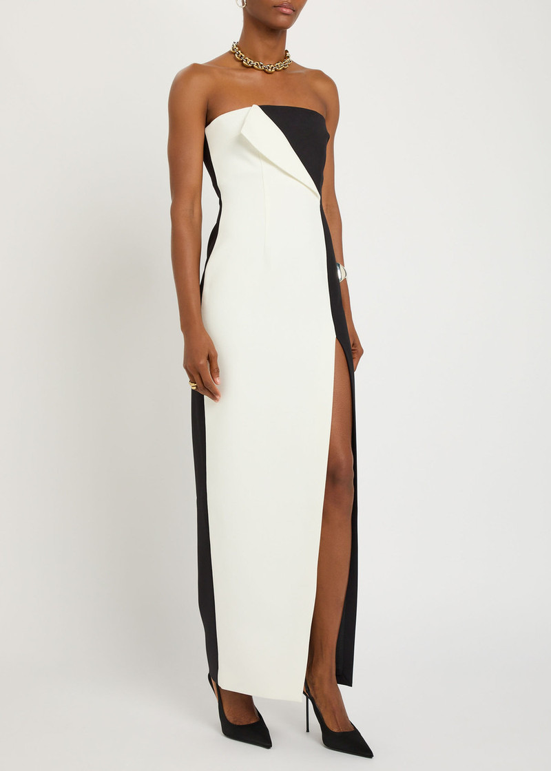 RONNY KOBO Ronny Kobo River Colour-block Strapless Crepe Midi Dress outlook