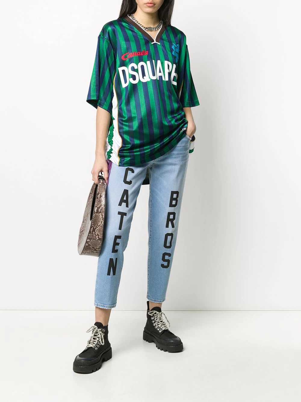 slogan printed cropped trousers - 2