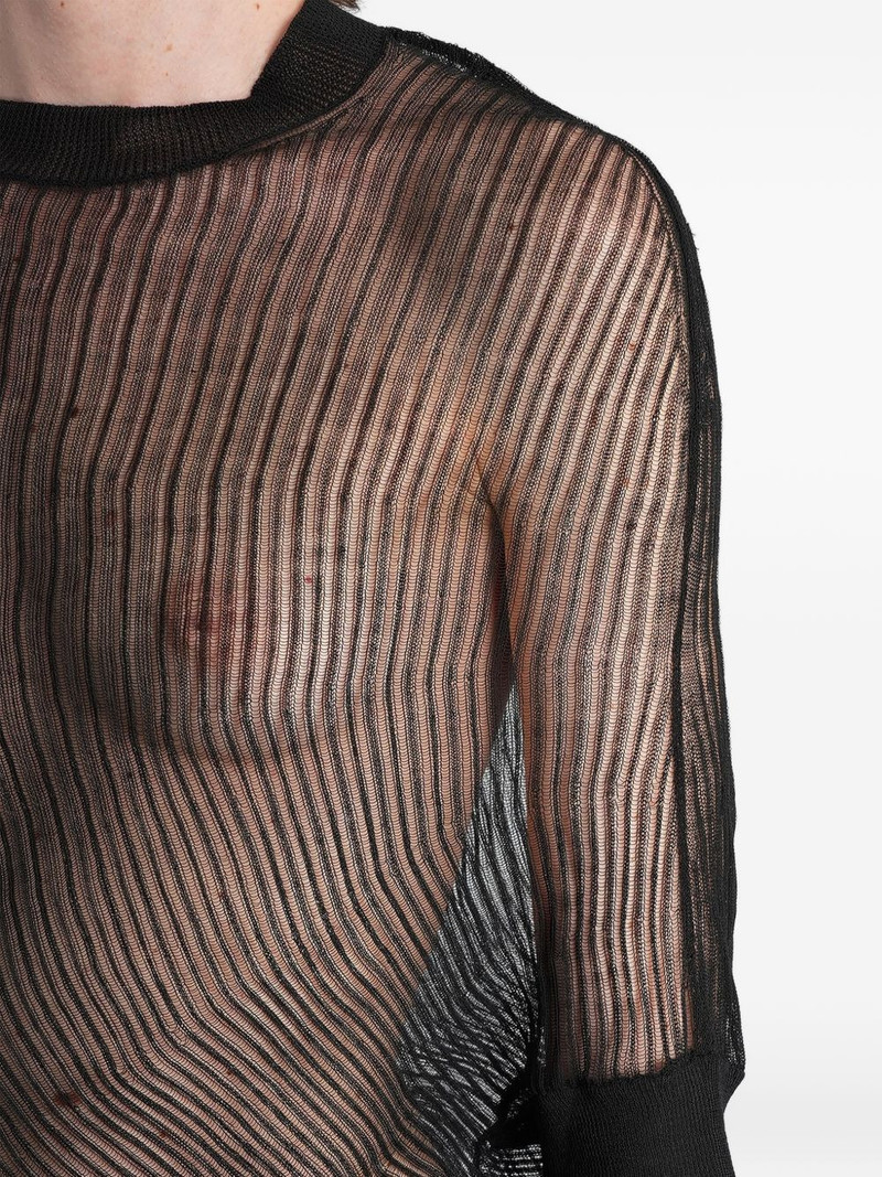 sheer-knit asymmetric T-shirt 5