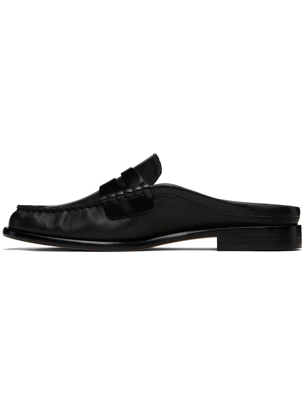 Black Carter Leather Mule Loafers - 3