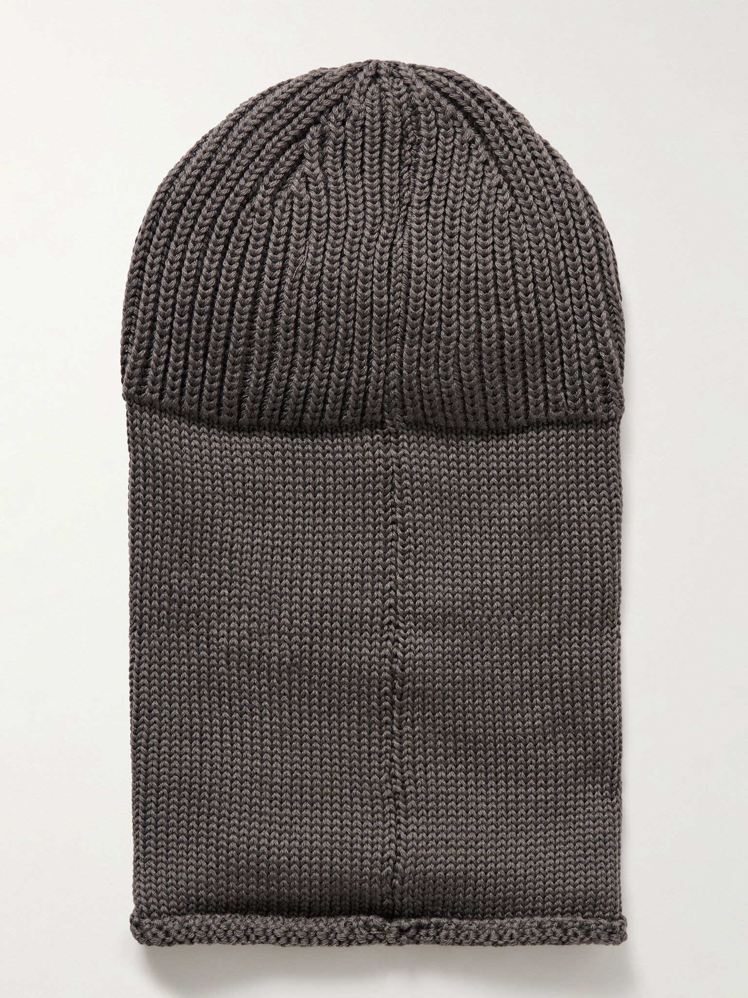 Goggle-Embellished Shell-Trimmed Ribbed Wool Balaclava Army green - 2