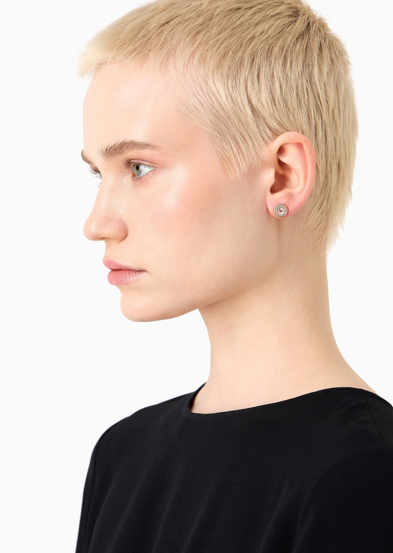 Rose Gold-Tone Stainless Steel Stud Earrings - 3