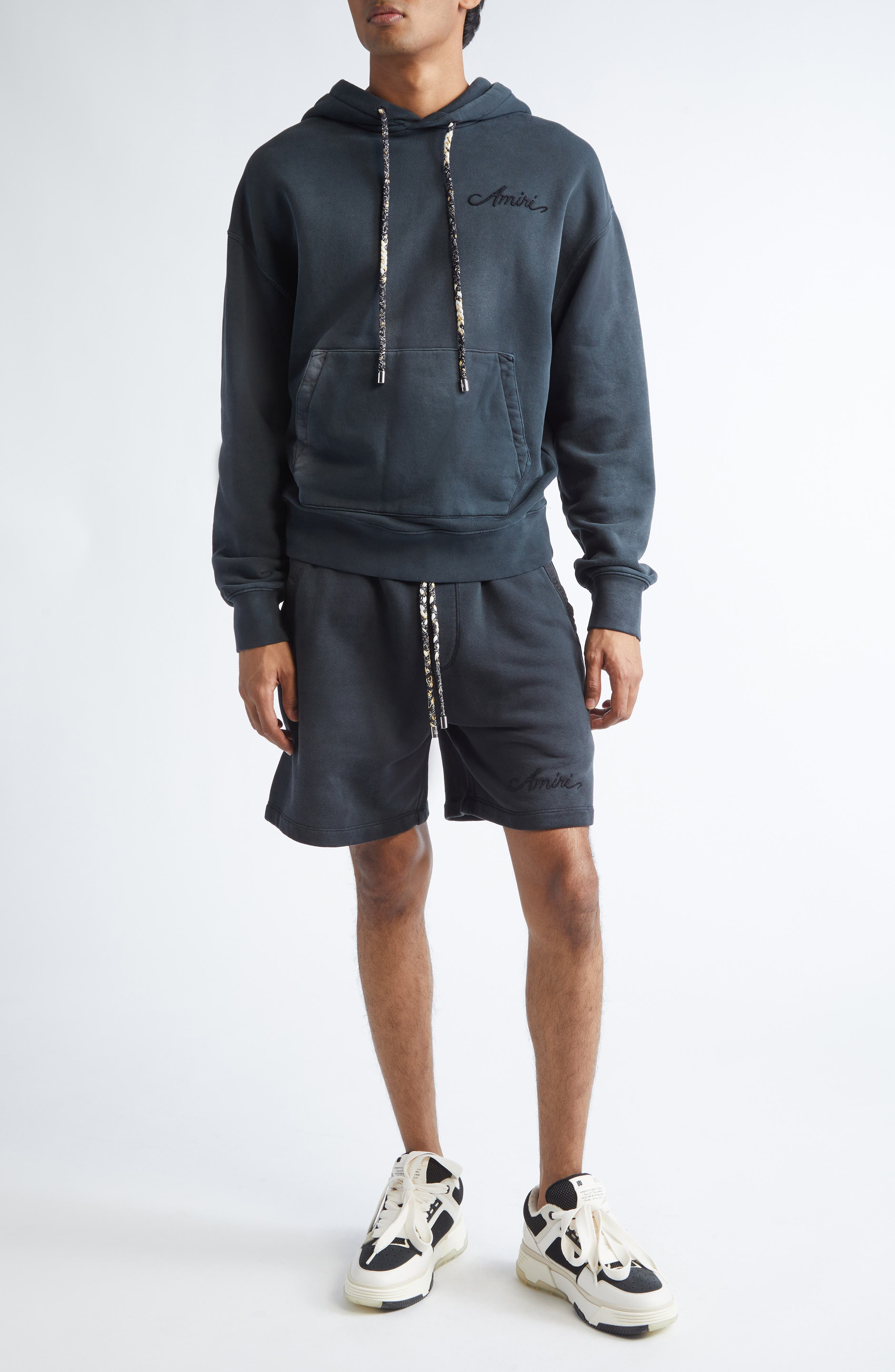 AMIRI Oversize Bleach Bandana Hoodie in Black at Nordstrom - 2