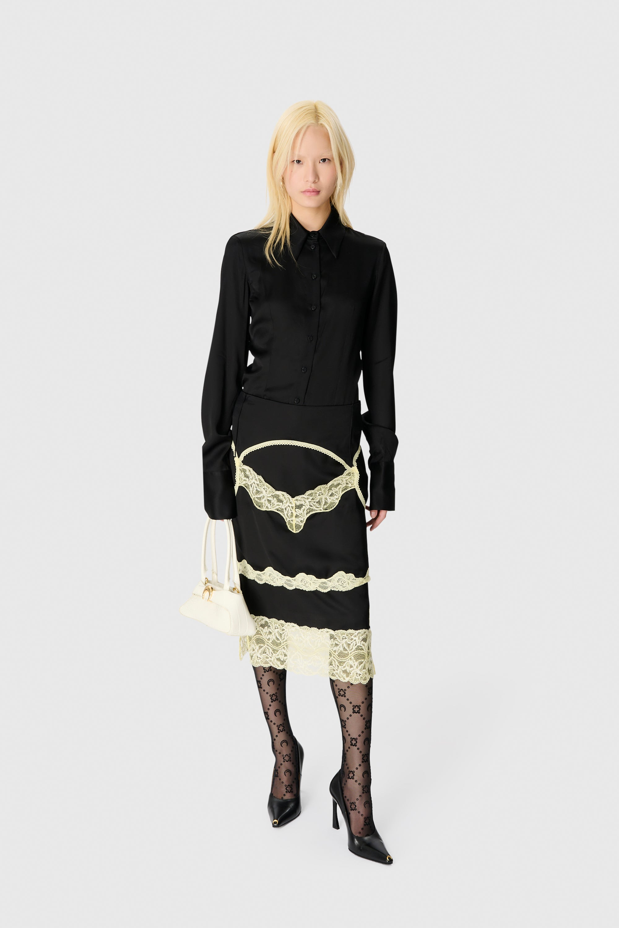 Satin & Lace Midi Skirt - 2