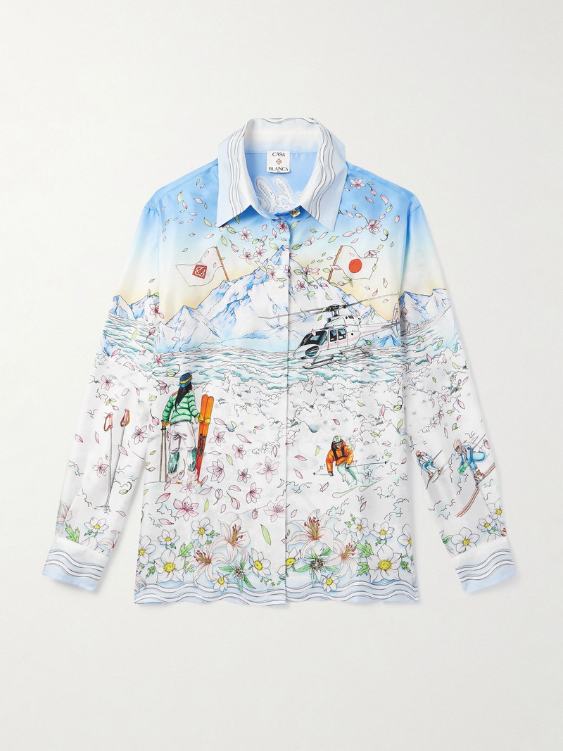 CASABLANCA Printed Silk-Twill Shirt Blue - W-AW25-SH-195-04-EX ...