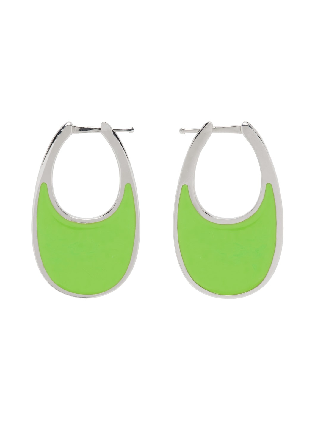 Silver & Green Medium Swipe Earrings - 1