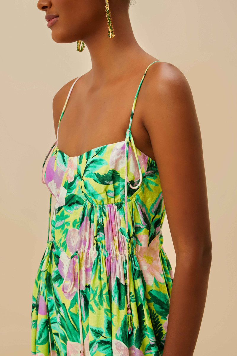 Green Painted Flowers Lenzing™ Ecovero™ Euroflax™ Midi Dress 4