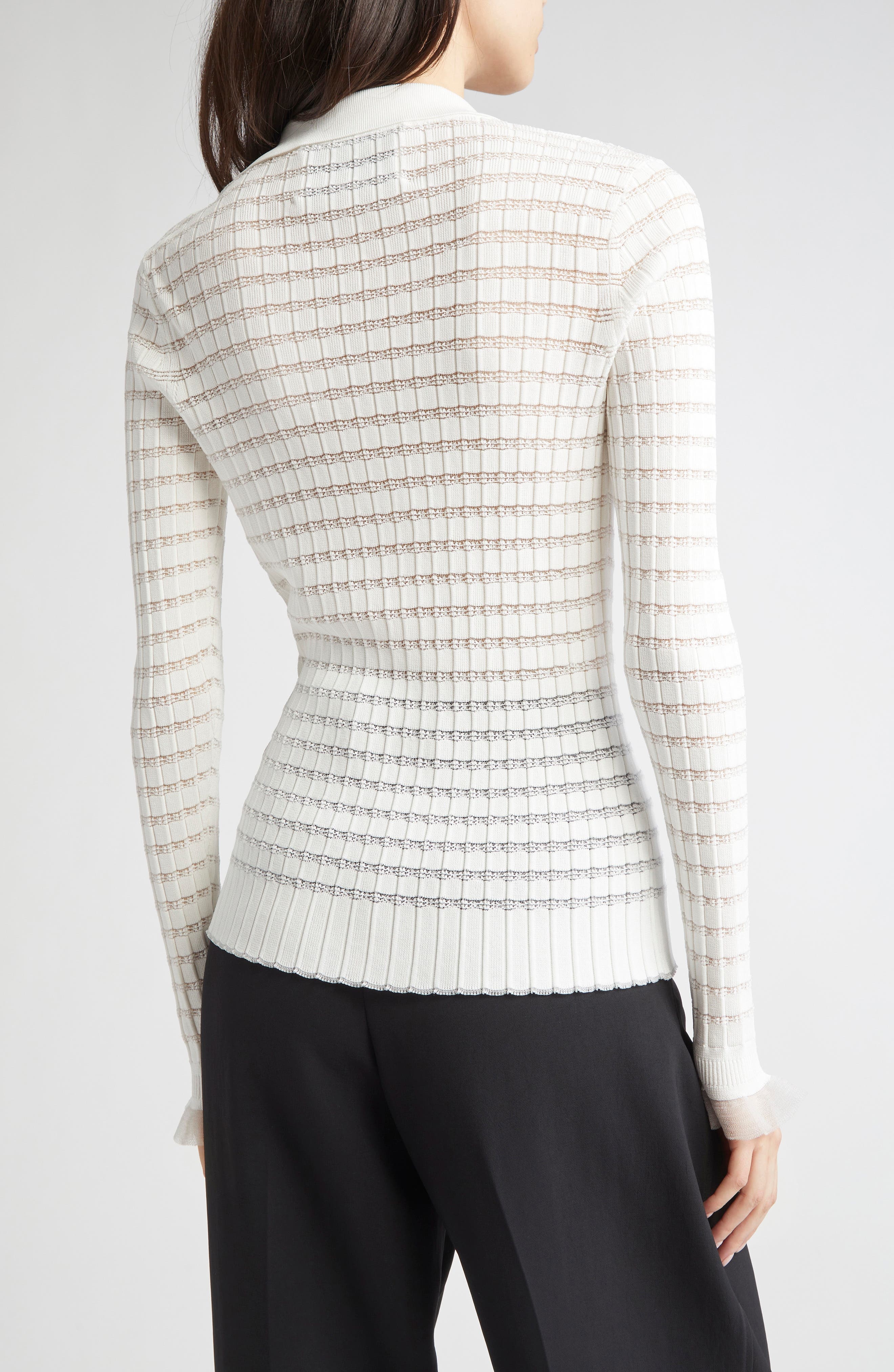 3.1 Phillip Lim Texture Knit Long Sleeve Polo in Ivory at Nordstrom - 3