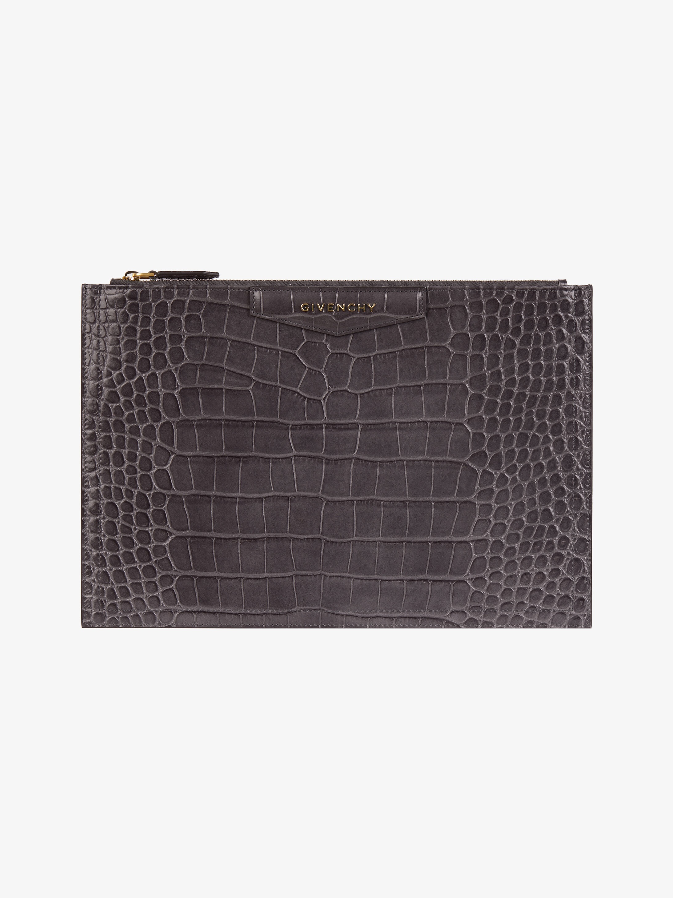 Antigona medium pouch in crocodile effect leather - 1