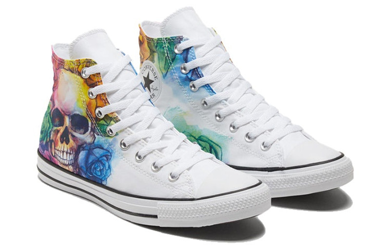 Converse Chuck Taylor All Star High Top Skull and Roses 'White' 169106F 4