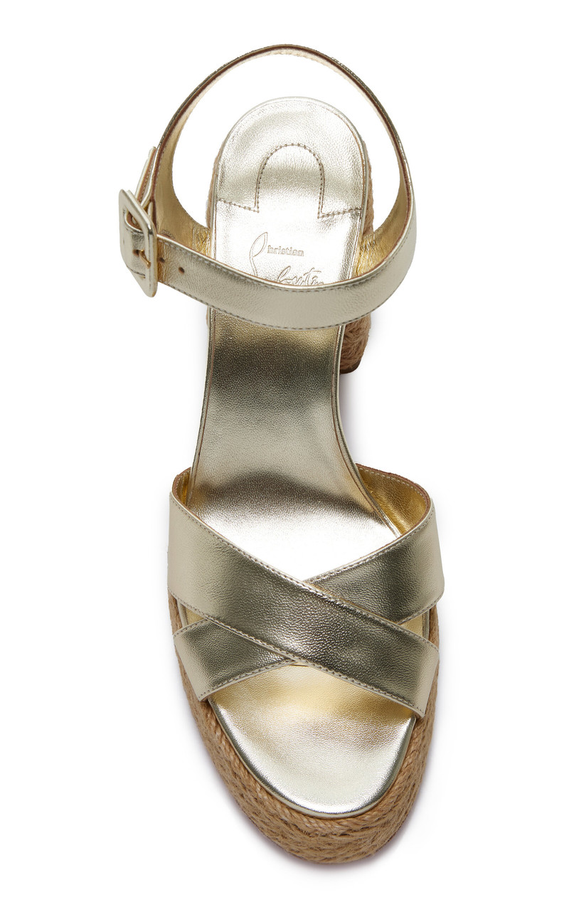 Christian Louboutin Calakala 85mm Metallic Leather Platform Sandals gold outlook