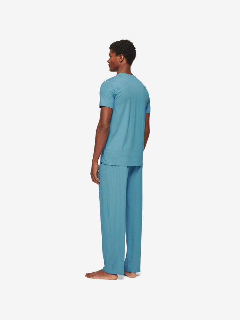 Men's V-Neck T-Shirt Basel Micro Modal Stretch Harbour Blue - 4